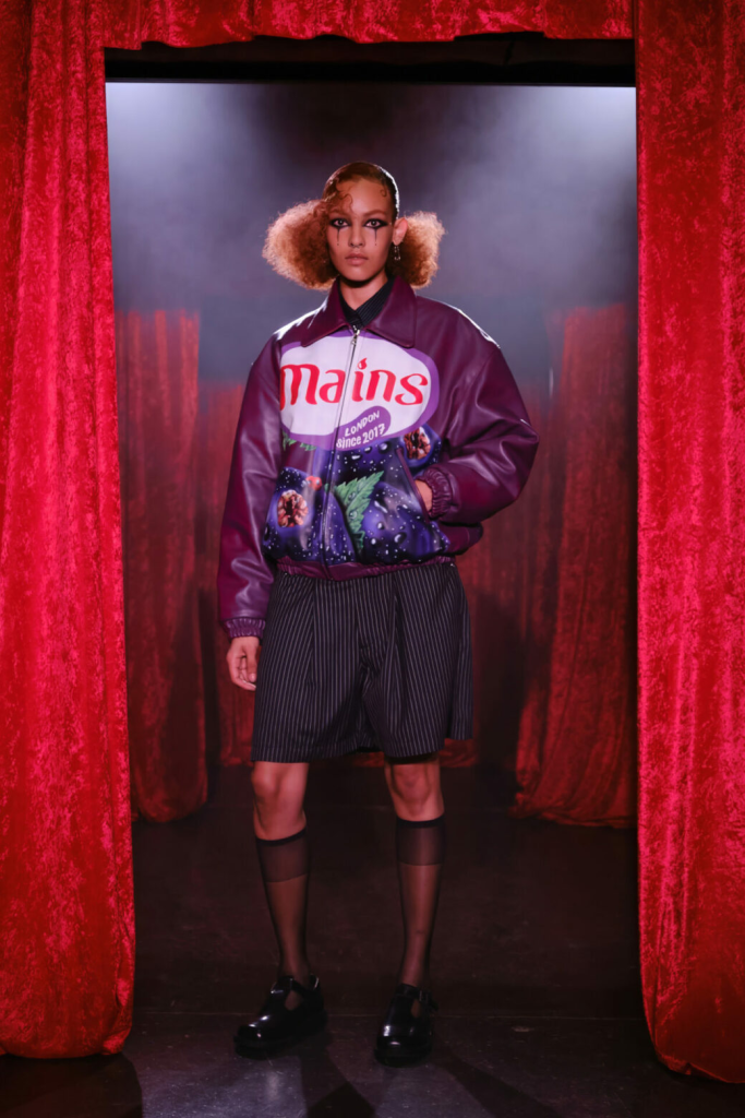 A model walks the MAINS Season 3 runway show by Skepta in Shoreditch as part of London Fashion Week