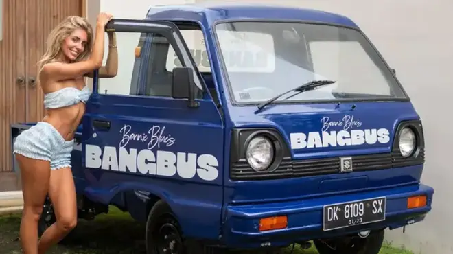 Police impounded Bonnie Blue's untaxed “Bangbus” when she was arrested in Bali, Indoneasia