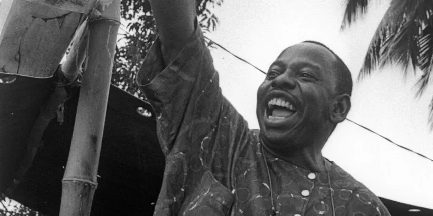Ken Saro-Wiwa at a rally/protest