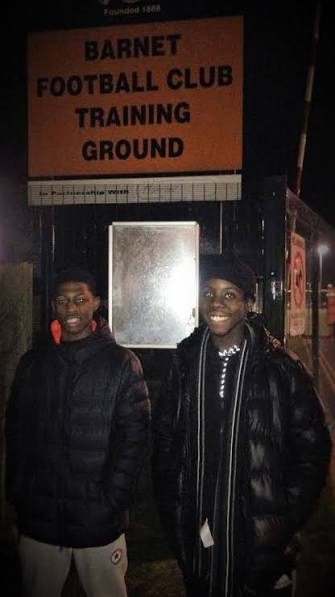 Picture of Alieu Koroma outside of Barnet Football Clubs training ground.